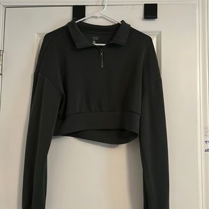 dark green cropped quarter zip from hollister